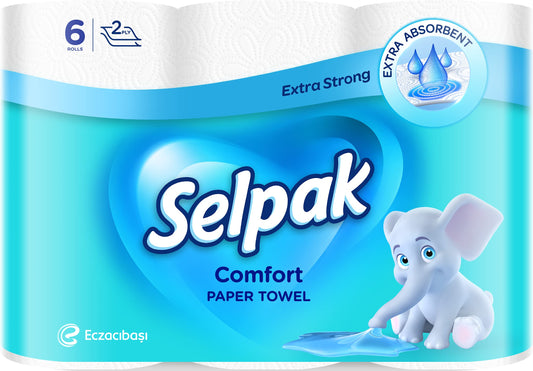 Selpak 2 Ply Kitchen Paper Towel 6 Rolls 90 Sheets