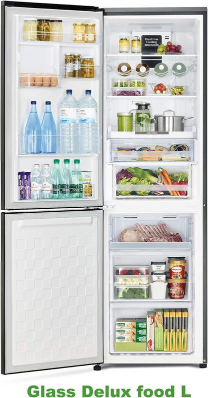 Hitachi 410L Gross, Net 330L Bottom Mount Double Door Refrigerator 10 Year Warranty on Inverter Compressor, Refrigerator Dual Fan Cooling Hybrid Freezing Big Bottle Shelf Gradation Gray RBG410PUK6XXGR