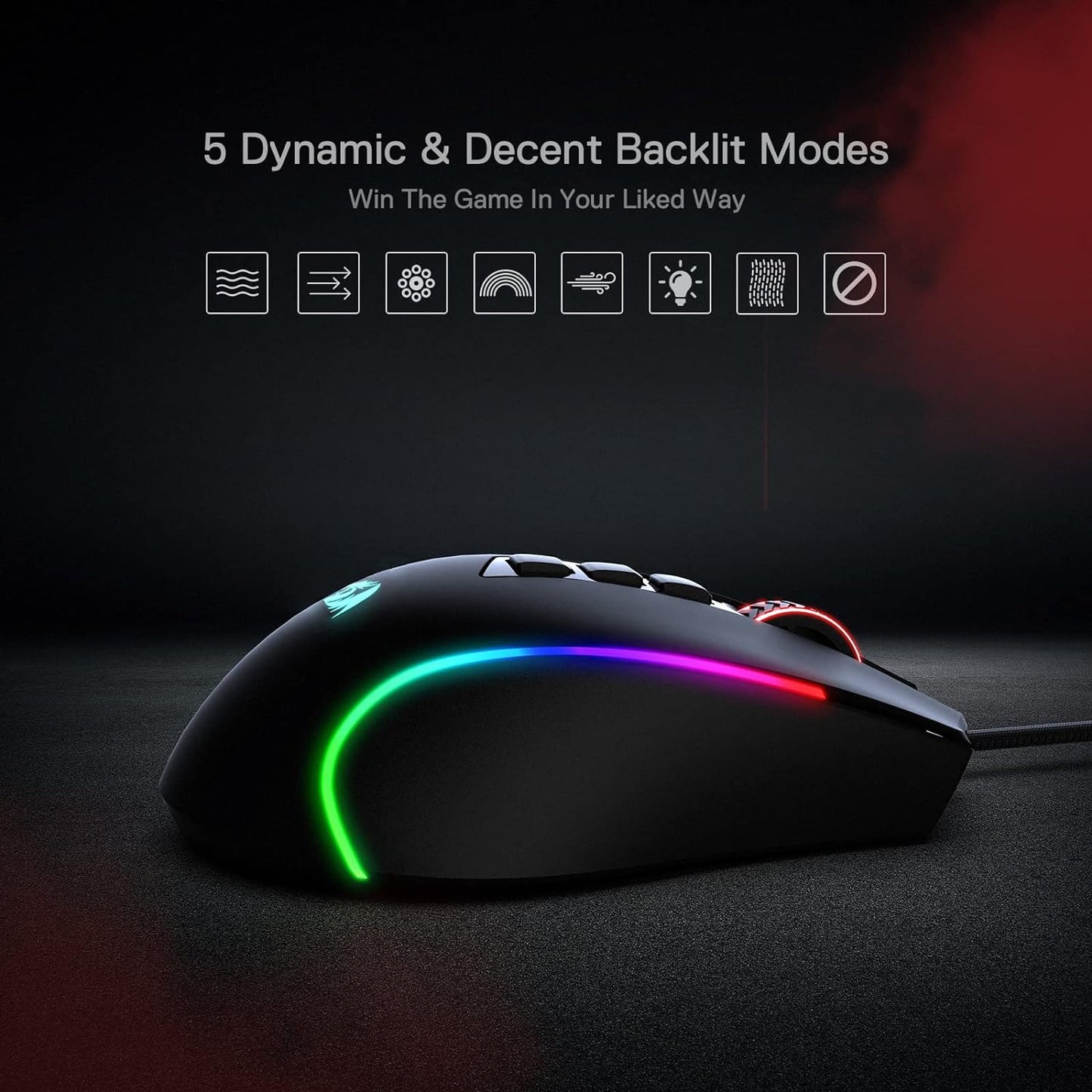 Redragon, Predator Wired Gaming Mouse, Black, M612-Rgb