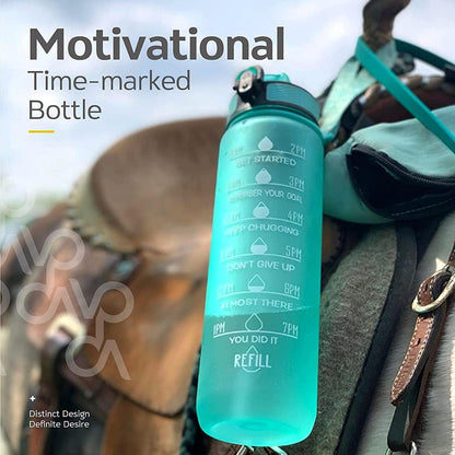 S2C™ Motivational Large Water Bottle 1L Tritan Plastic Water Bottle With Time Markers, Leak Proof Water Bottle For Kids, School Water Bottles (GREY)