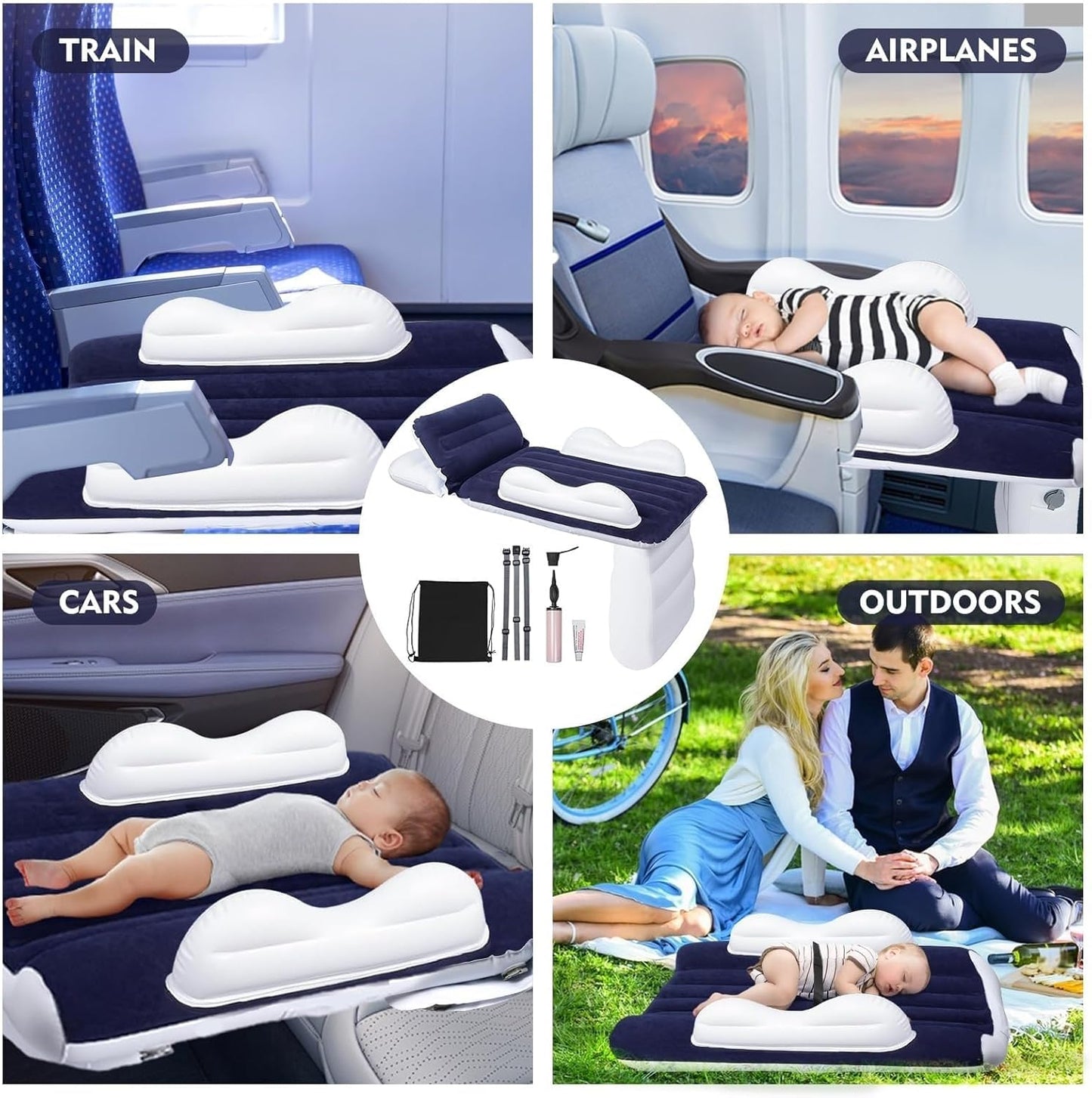 THE WHITE SHOP Inflatable Kid Airplane Bed,Airplane Travel Beds Kids 3-5 Years,Car Car Inflatable Bed Airplane Travel Bed High Speed Rail Portable Inflatable Bed