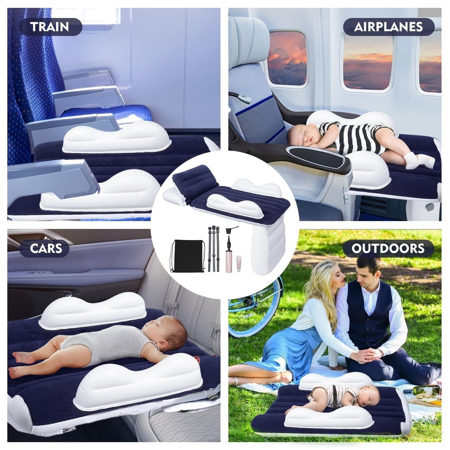 THE WHITE SHOP Inflatable Kid Airplane Bed,Airplane Travel Beds Kids 3-5 Years,Car Car Inflatable Bed Airplane Travel Bed High Speed Rail Portable Inflatable Bed