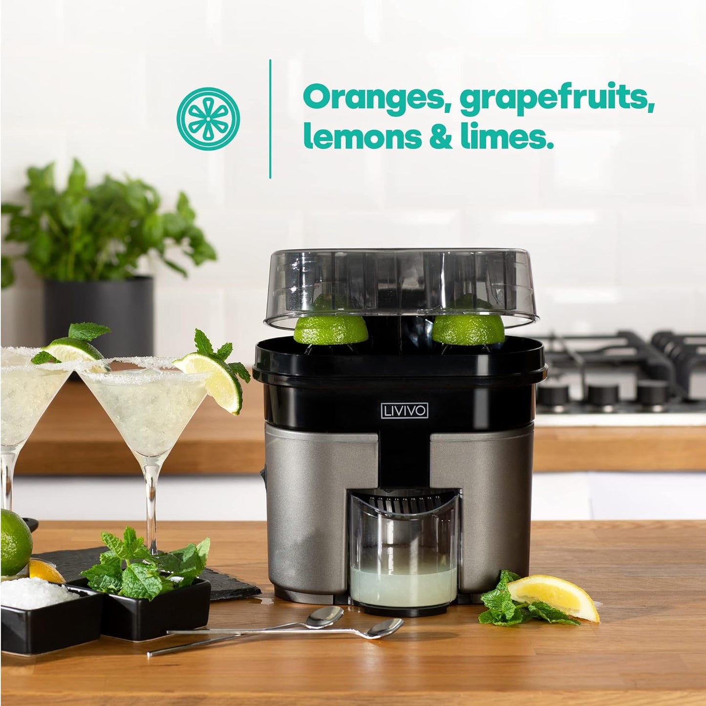 LIVIVO Electric Twin Citrus Juice Maker, with Anti-Drip Valve Citrus Orange Fruits Squeezer Household Fruit Mixer, Fast Double 90W Electric Lemon Orange Fresh Juicer Cutter Slicer