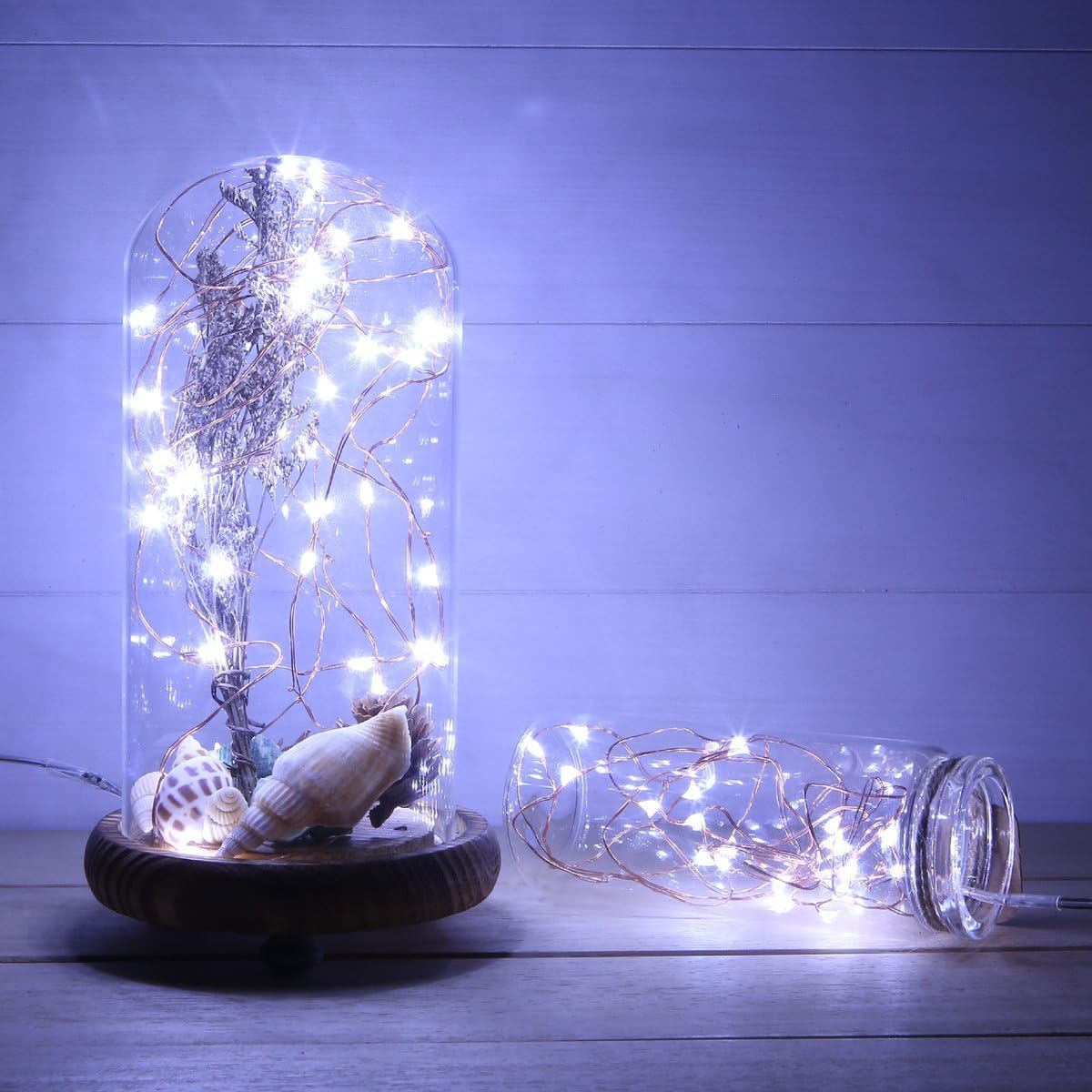 ANJAYLIA LED Fairy Lights Battery Operated String Lights Firefly Lights Garden Home Bedroom Christmas Party Wedding Festival Decorations (Warm White, 16.5Ft*2)