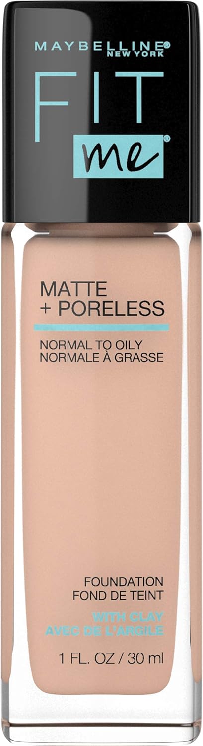 Maybelline Fit Me Matte + Poreless Liquid Oil-Free Foundation Makeup, Soft Tan, 1 Count (Packaging May Vary)