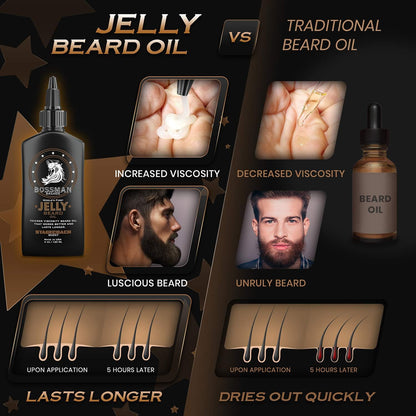 Bossman Beard Oil Jelly and Relaxing Beard Balm Combo- Royal Oud Scent