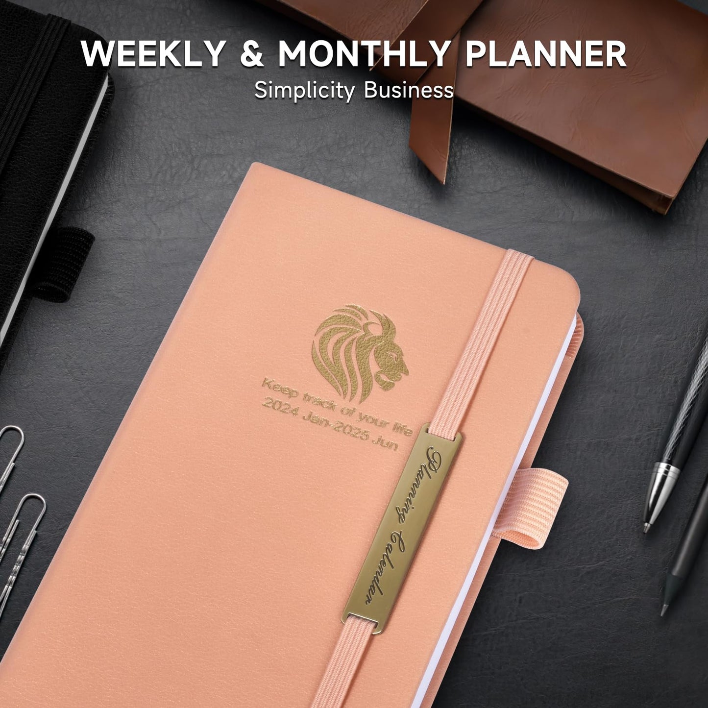 2024-2025 Pocket Planner Weekly and Monthly, 18 Months Pocket Calendar, Jan. 2024 - Jun. 2025, Weekly & Daily Appointment Book, Pocket Calendar 2024, Leather Cover-(6.7 X 3.7" Pink)