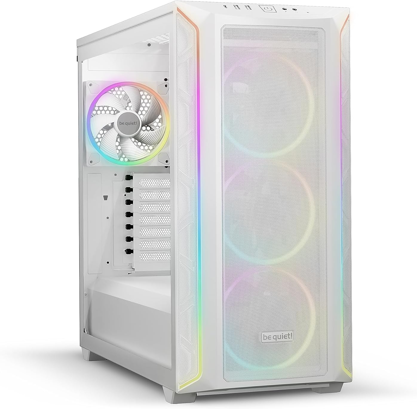 be quiet! Shadow Base 800 FX White PC Case, Light Wings White 140 mm PWM Fan, ARGB Lighting, USB 3.2 Gen. 2 Type C, Maximum Airflow, E-ATX Motherboard, 420 mm Radiators, Glass Side Panel, BGW64 - CaveHubs