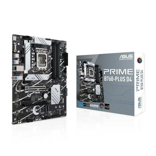 ASUS Prime B760-PLUS D4 Intel (13th and 12th Gen)LGA 1700 ATX motherboard PCIe 5.0,3xPCIe 4.0 M.2 slots,DDR4,2.5Gb LAN,DisplayPort,USB 3.2 Gen 2x2 Type-C,front USB 3.2 Gen 1 Type-C,Thunderbolt (USB4®)