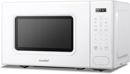 COMFEE' Microwave Oven 20L 700W Digital Touch Control, Precise Timer,LED Screen, 11 Power Levels, 6 Auto Menu Memory Function, Safe Child Lock, Push Button Door Open Solo Microwave-CM-M202CC(WH)-White