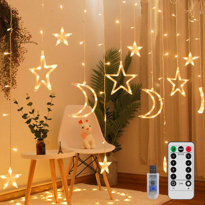 Beauenty Window Curtain String Light 300 LED 8 Modes USB Powered Waterproof Fairy String Lights Wedding Party Ramadan Home Garden Bedroom Outdoor Indoor Wall Christmas Decorations (Warm White)