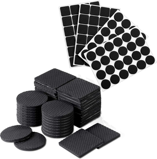 Amzuia 96 Pcs Furniture Pads,Anti Slip Rubber Pads Self Adhesive Furniture Grippers Non Slip Furniture Pads for Furniture Legs Anti Scratch Silicone Floor Protectors for Hardwood Floors (Black)