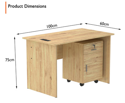 Mahmayi Writing Desk, MP1 160x80 Modern Wood Writing Table with Mobile Drawers - Versatile Corner Desk, Stylish and Functional Home Office Furniture - Oak (160cm With Drawer)