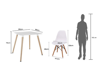 Mahmayi Dining Table with Chair Sets, Simple Modern Design Tables & Chairs for Home Office Bistro Balcony Lawn Breakfast, (DWS-White, Dining Set 4 Seater)