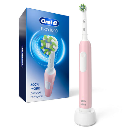 Oral-B Pro 1000 CrossAction Electric Toothbrush, Pink, Powered by Braun