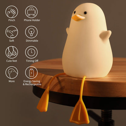 YuanDian Cute Duck Night Light, Gifts for Women Teen Girls Baby,Night Lights for Kids Bedroom Kawaii Room Decor, Cute Christmas Seagull Silicone Nightlights for Children Toddler.