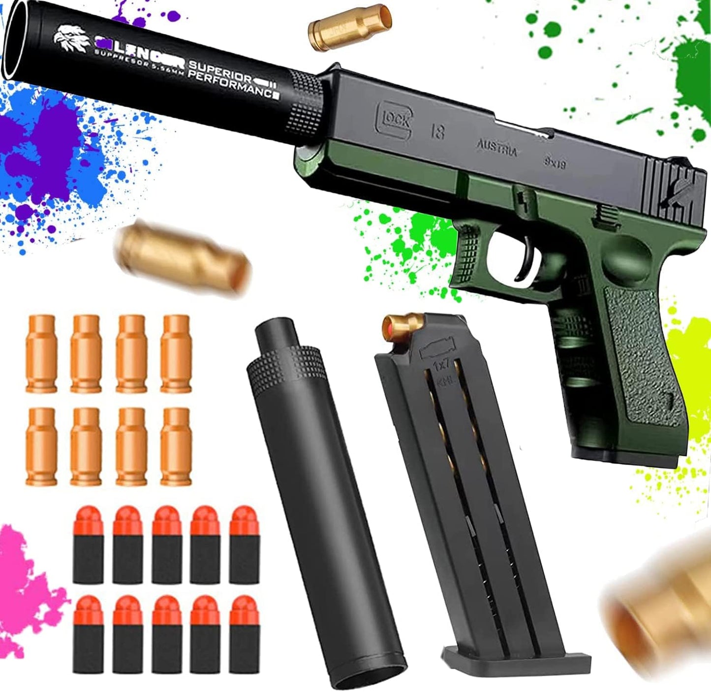 Xizheng Glock Guns Cool Toys Fake Gun Toy Guns for Boys Toy Guns That Look Real Pistol Ejecting Magazine Toy Pistol Cap Training Play Unique Gift Intended for Fun Not Distance or Accuracy