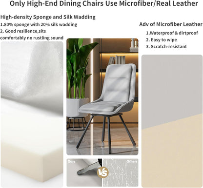 Wisfor Leather Dining Chair Set of 2 : 360°Rotatable Dining Room Chairs High Back Design,Sponge Filling Upholstered Swivel Kitchen Chair with Metal Legs Accent Chair for Restaurant,Office,Hotel