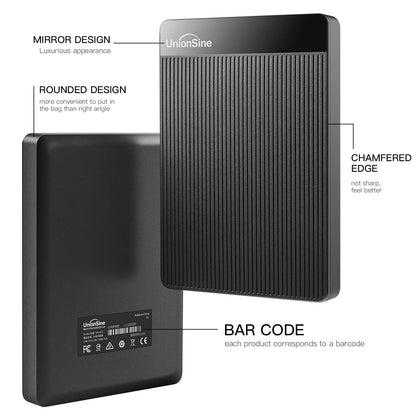 External Hard Drive 500GB Ultra Slim Portable Hard Drive USB3.0 HDD Storage Compatible with PC, Desktop, Laptop, Mac, Xbox One, Xbox 360, PS4 (Black) UnionSine-HD2510