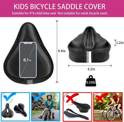 TOMDLING Kids Gel Bike Seat Cushion Cover, Breathable Memory Foam Child Bike Seat Cover, Seat Cushion for Children's Bicycle, with Water and Dust Resistant Cover, 9"x6"