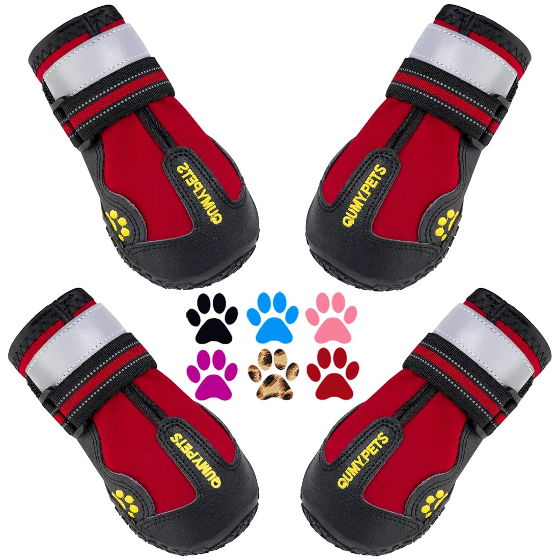 QUMY Dog Shoes for Large Dog, Medium Dogs Boots & Paw Protectors for Winter Snowy Day, Summer Hot Pavement, Waterproof in Rainy Weather, Outdoor Walking, Indoor Hardfloors Anti Slip Sole Black Size 5