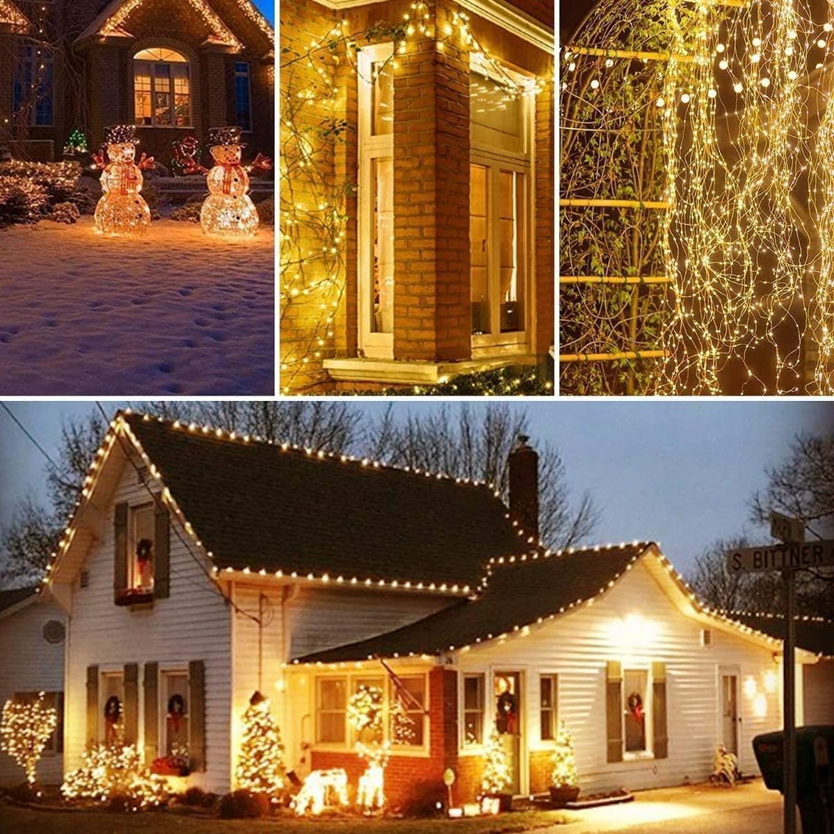 ANJAYLIA Solar String Lights Outdoor, 2 Pack 100 LED Fairy Lights Solar Powered with 8 Modes Waterproof Decorative Copper Wire Lights for Patio Garden Yard Trees Christmas Wedding Party, Warm White