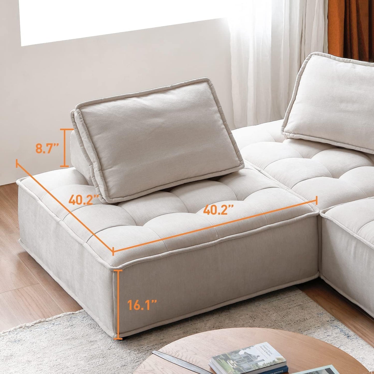 Comfynest Modular pit couch sectional sofa(1pc) (Beige)