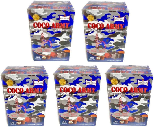 Coco Army Natural Coconut Charcoal, 1kg x 5 Boxes, 96 Pieces