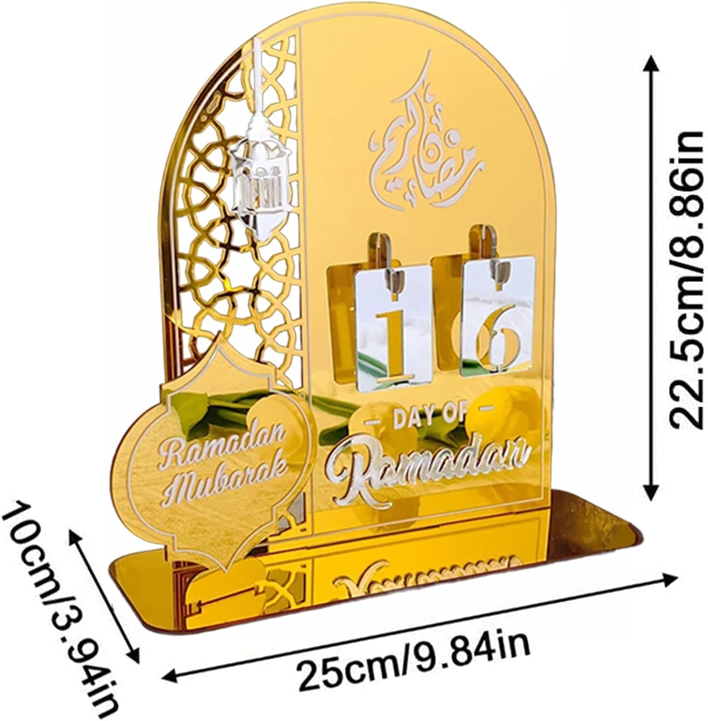 Ramadan Calendar Table Decorations Ramadan Countdown Acrylic Gifts Ramadan Kareem Decorations for Home Party Decor (Black)