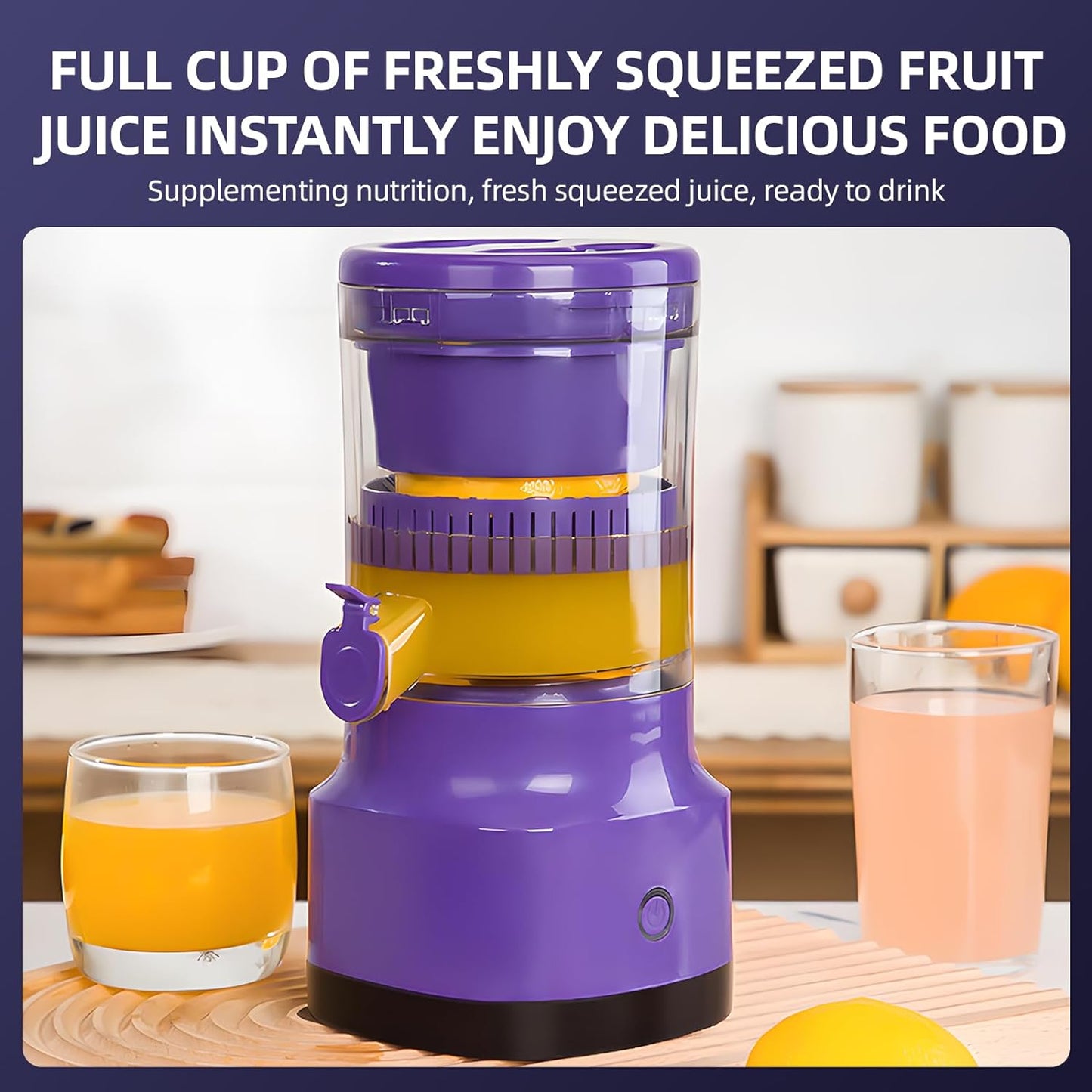 Fawoonu Electric Citrus Juicer USB High Juice Yield Automatic Cordless Orange Juicer Squeezer One Touch Operation Portable Juicer for Orange Lemon Grapefruit