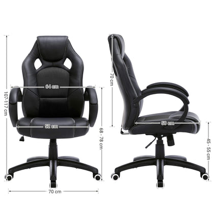 Songmics Office Chair, Gaming Chair, Desk Chair, Computer Chair, Swivel Chair With Tilting Mechanism, Work Chair, Height Adjustable, Black Obg56B