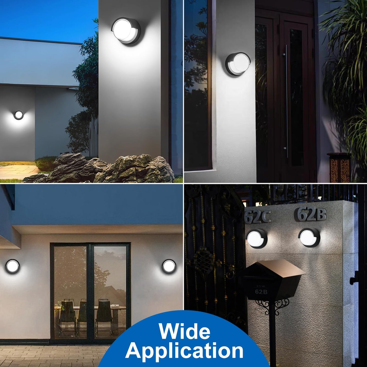 Aiwewin Outdoor Wall Lights, Round 3200K Porch Lights Outdoor Wall,12W Low Profile Modern Wall Sconce Light fixtures Waterproof Wall Mounted Lamp for Bedroom, House, Porch, Patio