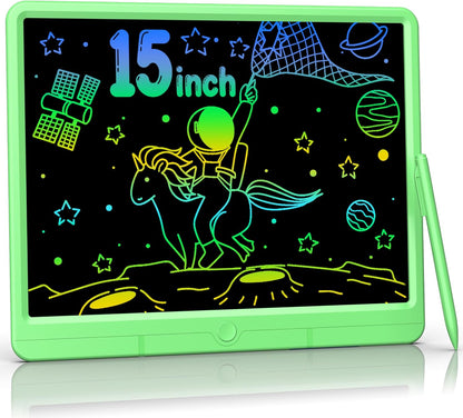 TUGAU LCD Writing Tablet 15 Inch, Colorful Doodle Board Drawing Pad, Magic Drawing Tablet for Kids Gifts with Stylus, Reusable Electronic Doodle Pad, for Office School Home Trip (Dark Blue)