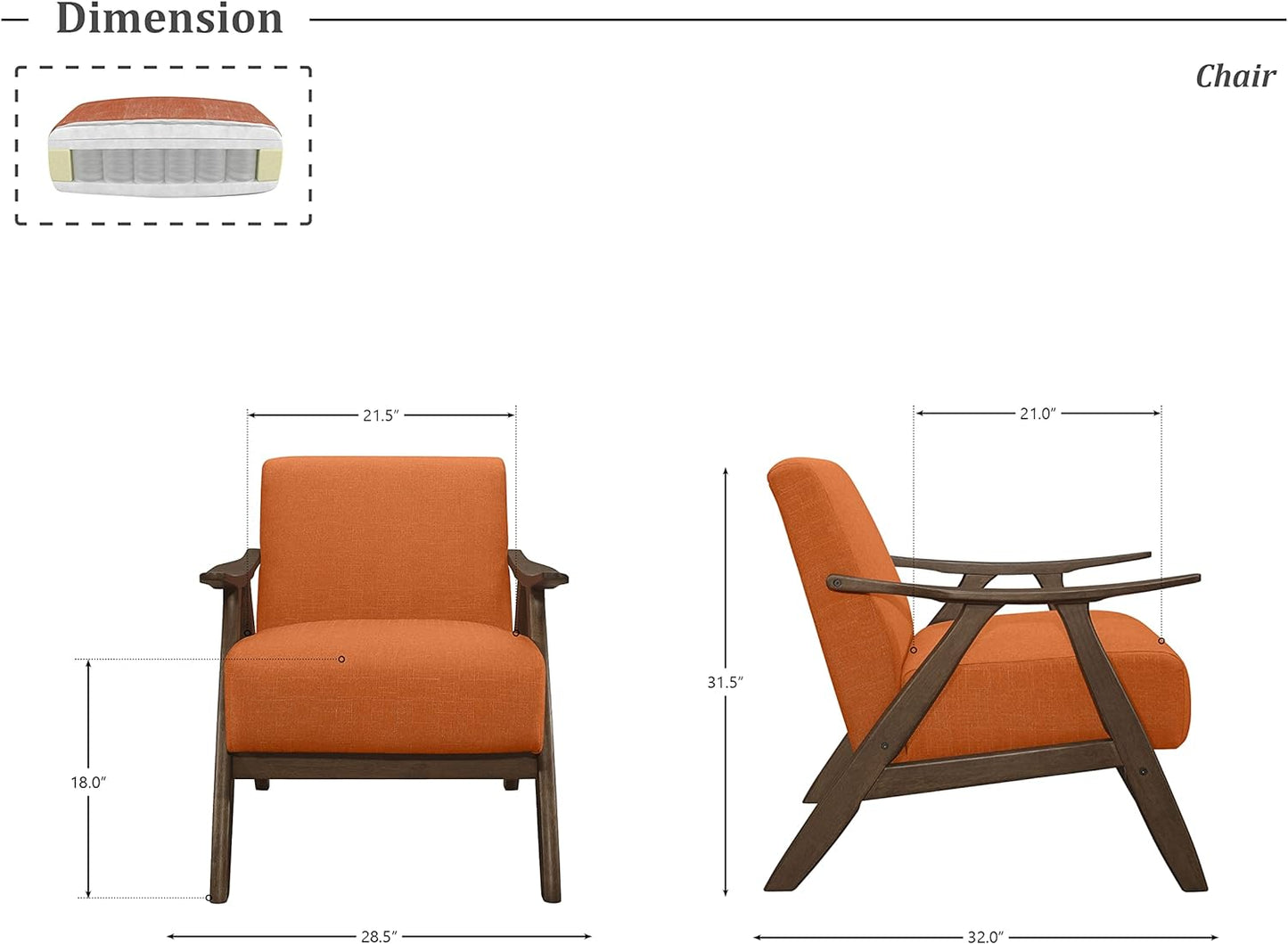 Lexicon Elle Accent Chair, Orange