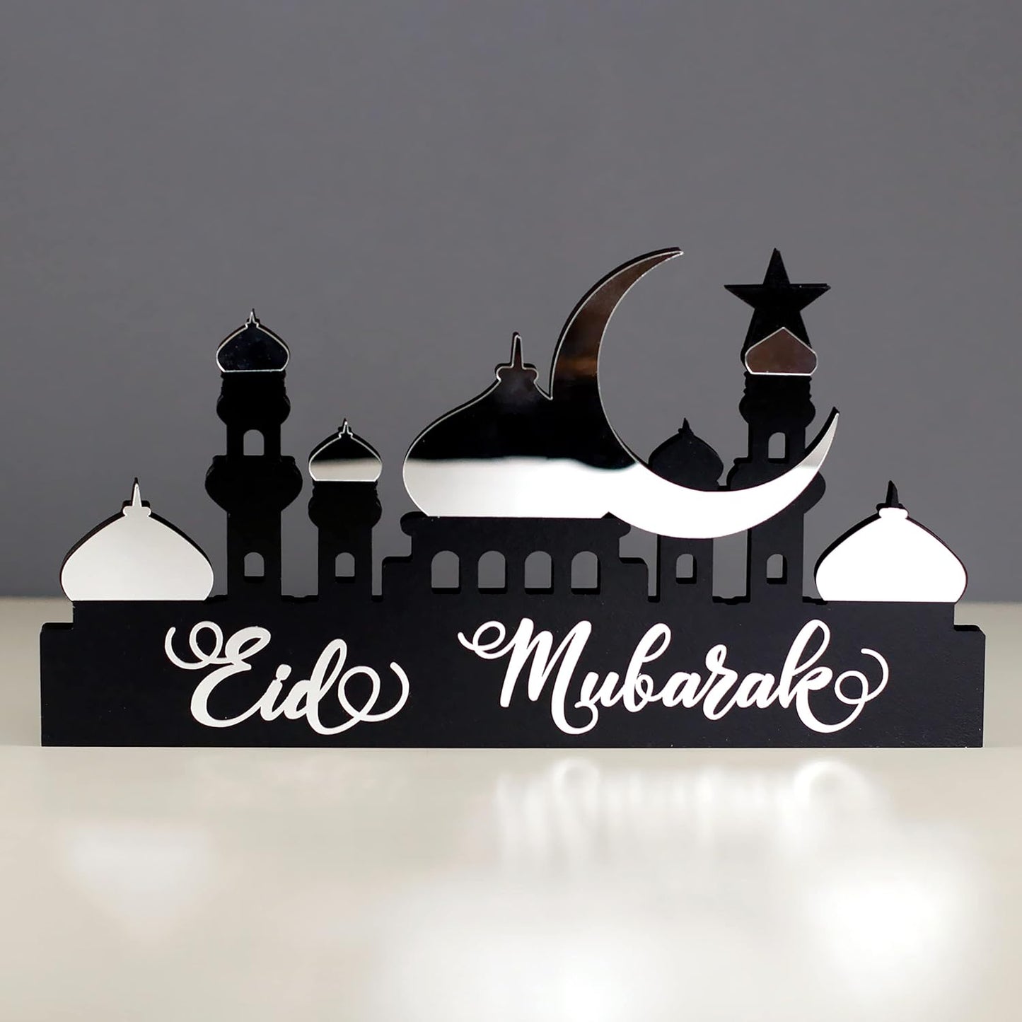 E World | Wooden Acrylic Islamic Tabletop Decors | Ramadan Kareem and Eid Mubarak Decoration | Islamic Muslim Gifts | Ramadan Eid Decoration | (Ramadan Kareem-1, Gold)