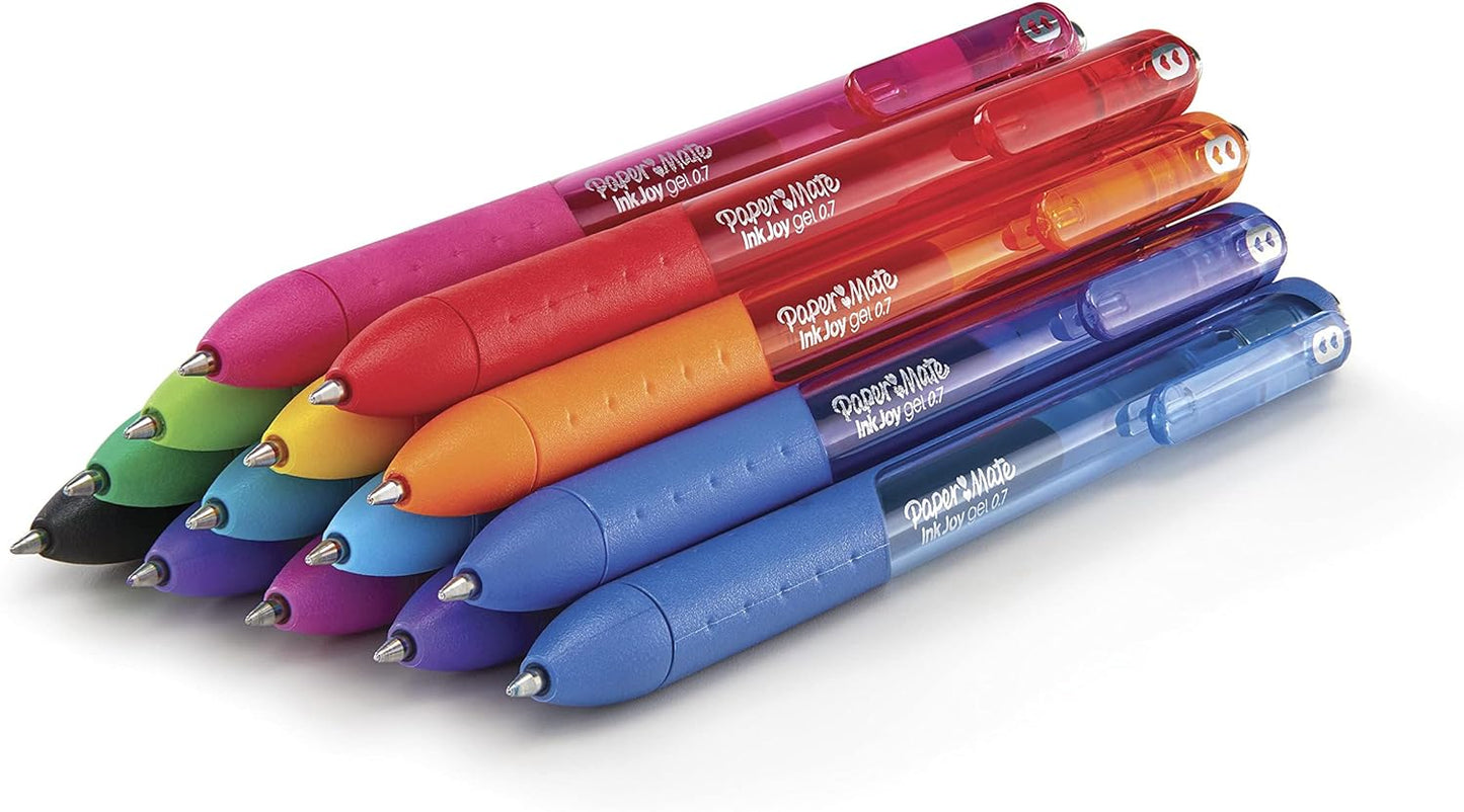 Paper Mate Inkjoy Gel Retractable Pen, 0.7Mm, Ink, Pack Of 14, Assorted (1951636)