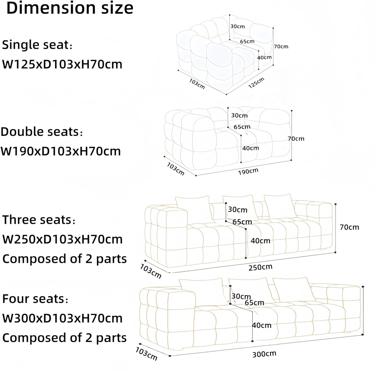 1PCS ALeeik Overstuffed Multifunction Sofa set,Made with Fleece Fabric and Wood Furniture for Home Livingroom,Bedroom,Office (Pea, Single Seat)