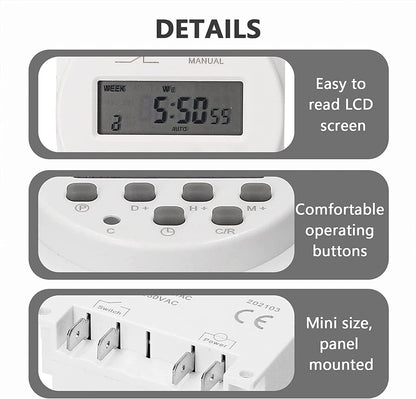 ELECDON Weekly Digital Programmable Timer Switch, Home Appliance Switch timer, 16 Independent ON/OFF Programs, for Lights Fans Bread Maker, Air Conditioner Kitchen Timer, Easy control， Smart life