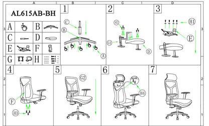 Daqian Home Executive Office Chair Ergonomic Computer Chair Wide Seat With Large Headrest, Modern Desk Chair Lumbar Support, Adjustable Armrests Mesh Chair