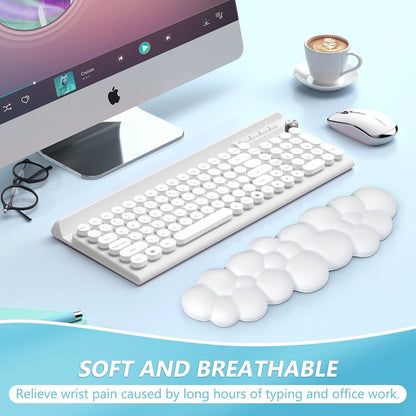 Keyboard Wrist Rest, Memory Foam Wrist Rest for Computer Keyboard, Ergonomic Palm Rest, Wrist Support for Keyboard Cloud Wrist Rest, Mouse Pad Wrist Support - Laptop, and Computer Use (White)