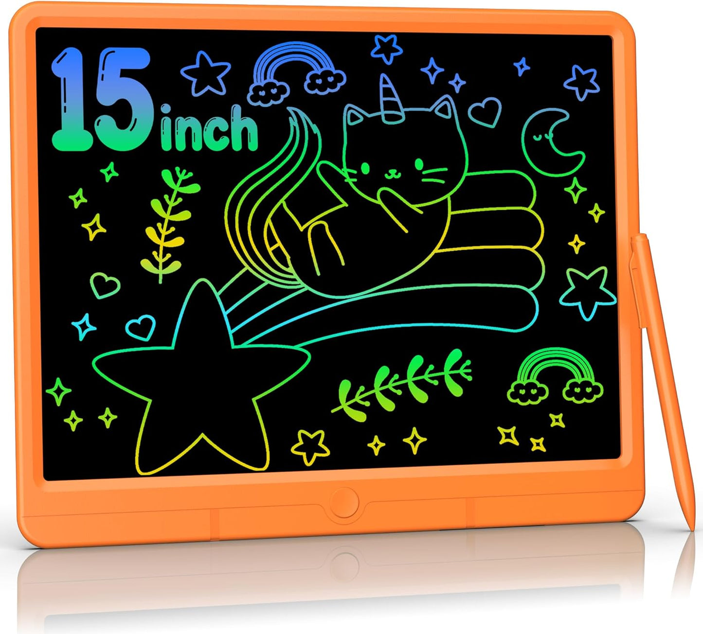 TUGAU LCD Writing Tablet 15 Inch, Colorful Doodle Board Drawing Pad, Magic Drawing Tablet for Kids Gifts with Stylus, Reusable Electronic Doodle Pad, for Office School Home Trip (Dark Blue)