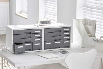 Litem Combo File Cabinet | 6 Drawers with Lable Index | Grey | Desk Organizer Storage Drawers for Office, Home, School Supplies