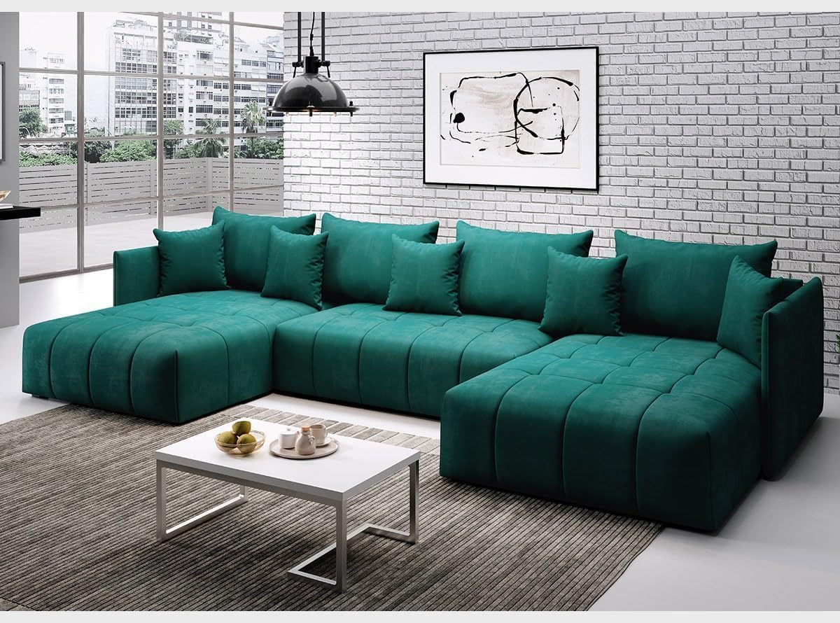 Comfynest Deluxe U-Shaped Sectional Sofa – Modern Living Room Elegance with Spacious Comfort and Chic Design (Light Tan)