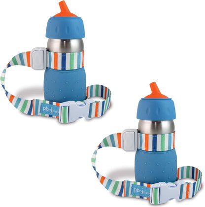 PBnJ Baby SippyPal Sippy Cup Holder Strap Leash Tether (Gray Chevron 2-Pack)