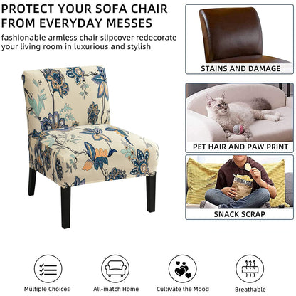 Eco-Ancheng Armless Chair Slipcover Washable Armless Chair Covers Removable Slipcover for Armless Chair Non-Slip Sofa Couch Covers Furniture Protector for Dining Living Room Armless Accent Chair