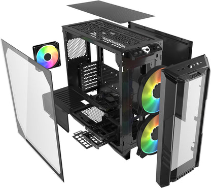 Cooler Master MasterCase H500 ARGB - PC Case with Dual 200mm Fans for High-Volume Airflow, Mesh and Transparent Front Chassis Panels, Flexible ATX Hardware Capacity