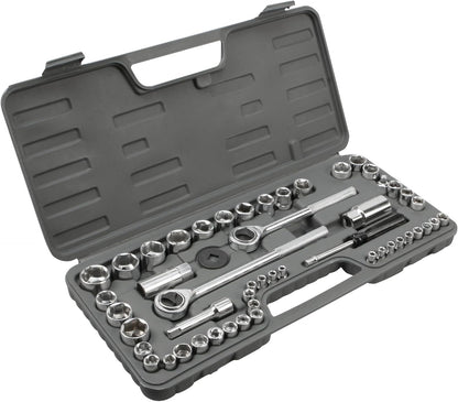 PERFORMANCE TOOL W1198 SAE/Metric 100-Piece Socket (1/4", 3/8" & 1/2" Drive) and Bit Set,Gray, 100pc & Set