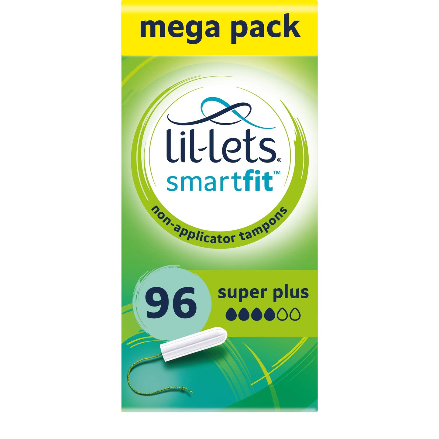 Lil-Lets Non-Applicator Super Plus Tampons X 96 | 6 Packs of 16 | Heavy Flow