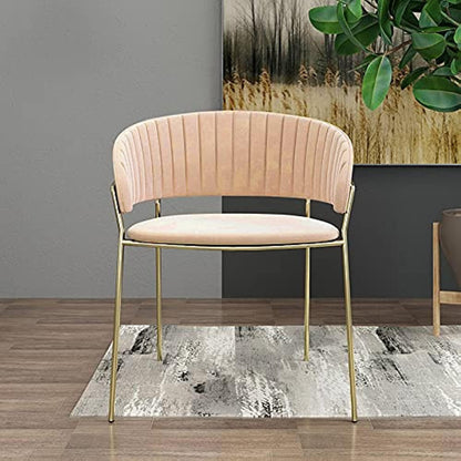 JDDJ Velvet Modern Accent Dining Chairs with Golden Metal Leg (Beige)