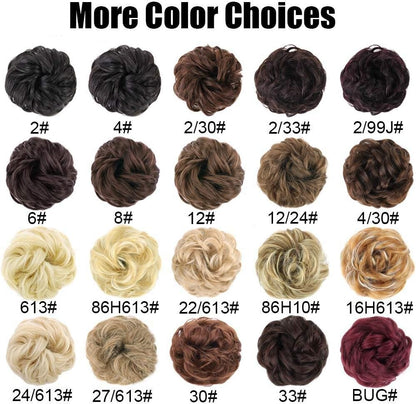 MORICA 1PCS Messy Hair Bun Hair Scrunchies Extension Curly Wavy Messy Synthetic Chignon for Women (12AH613(Light Golden Brown & Lightest Blonde))